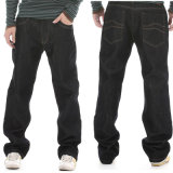 Wholesale 2017 Basic Men's Black Cotton Loose Jeans