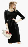 Autumn New Ladies Fashion Belted Dress Constract PU