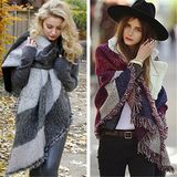 2016 Fashion Ethnic Style Cashmere Warm Fringed Plaid Shawl (50186)