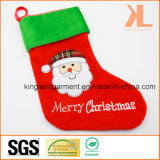 Quality Embroidery/Applique Velvet Merry Christmas Santa Style Stocking for Decoration