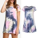 Women's Casual Summer Short Sleeve T-Shirt Swing Dress Holiday Beach Dress