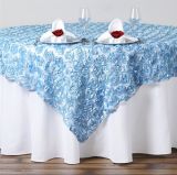 3D Satin Grandiose Rosette Table Overlay Satin Rosette Overlay for Wedding Event Decoration