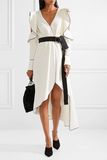 Newest Designs Autum Sytles Cold-Shoulder Wrap-Effect Crepe Dress