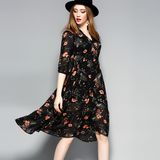 Floral Printed Elegant Loose Women Evening Dress