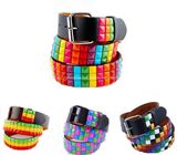 Rainbow Pyramid Stud Fashion PU Ladies Belts