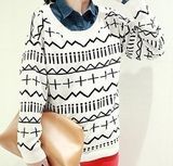 Character Pattern Knit Loose Sleeve Pullover (BTQ049)