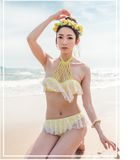 Purple Pool Shine Beach Sexy Open Lace Stock Bikini