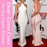 2016 Lady Fashion Gold Chain White Chiffon Bodycon Long Dress