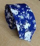 Blue and White Floral Cotton Necktie