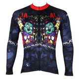 Cool Cartoon Patterned Men's Long Sleeve Black Cycling Jersey