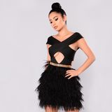 Women Fashion Dress V Neck Sexy Letticia Bandage Dress Black Mini Dress