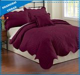 Violet Solid Printed Polyester Quilted Bedspread Set