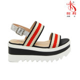 2018 Summer Ladies Colorful PU and Fabric Women Sandal (PSA014)