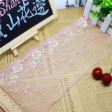 Factory Stock Wholesale 15cm Width Polyester Embroidery Trimming Nylon Flower Net Lace for Garments & Home Textiles & Curtains Accessory