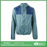 Green Hooded Invisible Zipper Windbreaker Jacket