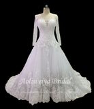 Aolanes A Line Sleeve Tulle Wedding Gown