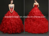 Cascading Bridal Prom Ball Gowns Stock Red Crystals Wedding Gown Wdo71