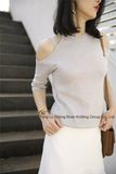 Cotton Cashmere 3/4 Sleeve Sweaters for Women