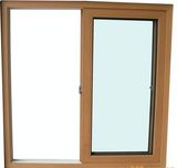 Luxury Wood Grain Color Film Coated PVC Sliding Window