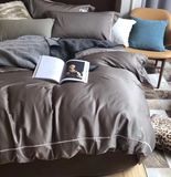 Plain Color 100%Cotton 4PCS Bedding Set (Grey)