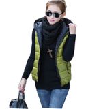 Fashion Loose Design Women Cotton Hooded Vest with Zipper