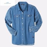 New Style Slim Simple Girls' Long Sleeve Denim Shirt with Star Printed by Fly Jeans