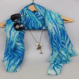 Blue Azo Free Printing Summer Shawl for Fashion Accessory Women Scarves