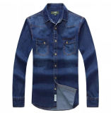 Denim Coat Long Sleeve 100%Cotton Leisure Mens Jeans Straight Shirt
