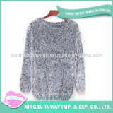 Holiday Spring Autumn Knitting Women Grey Mohair Sweater