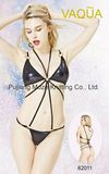 Ladies Erotic Lingerie Sexy Girls PU Bra Panty Set