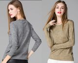 2015 Customized 80% Wool Round Collar Pullover Knitting Base Shirt Blouse in Women Clothes for Wholesale High Quality