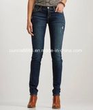 Womens Cotton/Spandex Destroyed Dark Wash Jeans Pants