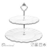 White Two Plates Cake Stand