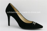 Black Comfort Leather High Heels Dress Lady Shoes