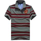 Custom 2017 Men Stripe Shirts Cotton Pique Polo Shirts