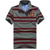 Custom 2017 Men Stripe Shirts Cotton Pique Polo Shirts