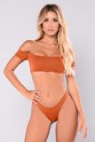 Imelda Bikini Rust 2 Piece Bikini off Shoulder Crop Top Brazilian Bottom Sexy Bikini