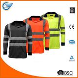 Mens Long Full Sleeve Polo Collar T-Shirt Hi Viz Reflective