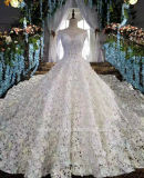 Aolanes Full Sleeve Unique Lace Cathedral Palace Wedding Dress