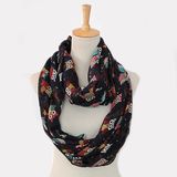 Women's Spring Summer Long Owl Printing Scarf Loop Snood (SW148)