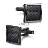 VAGULA Carbon Fibre Men Jewelry French Shirt Cufflinks 335