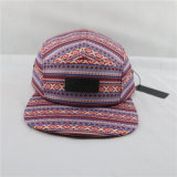 Digital Print 5 Panel Camp Hat Cap with Lether Label