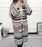 Striped Loose Long Sweater Jacket (BTQ226)