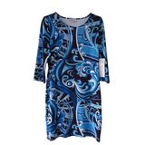 Ladies' Placement Print Milk Fiber Dress with Half Sleeve