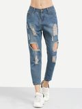 High Quality Casual Style Fashion Distressed Boyfriend Ankle Jeans