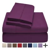 Microfiber 4 Piece Deep Pocket Fitted Sheet, Flat Sheet, Pillow Case Bed Sheets