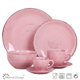 28PCS Antique Ceramic Pink Glazing Dinner Set