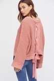 Chunky Knit Sweater Lace-up Detailing Down The Back