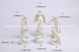 Home Decoration White/Gold Glazed Indented Ceramic Nativity Set