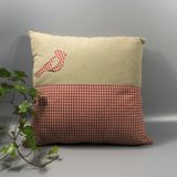 En71 Shabby Fabric Cushion with Bird Design